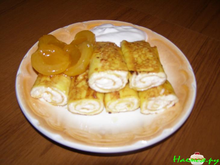 Блины с творогом и абрикосами