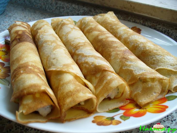 Блинчатые трубочки с вкусной начинкой Блинчатые трубочки с вкусной начинкой