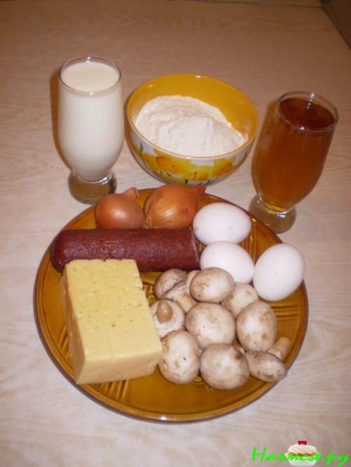 Блины с грибным припеком и сыром