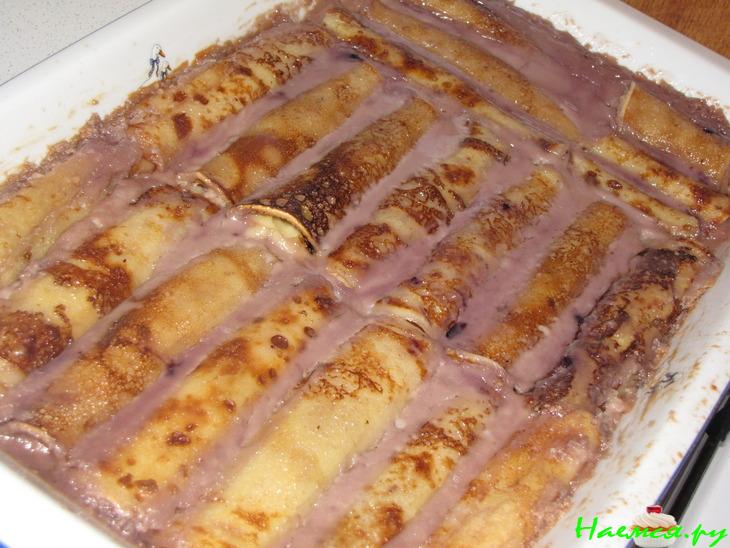 Блинчики с творогом запеченные под сливочным соусом