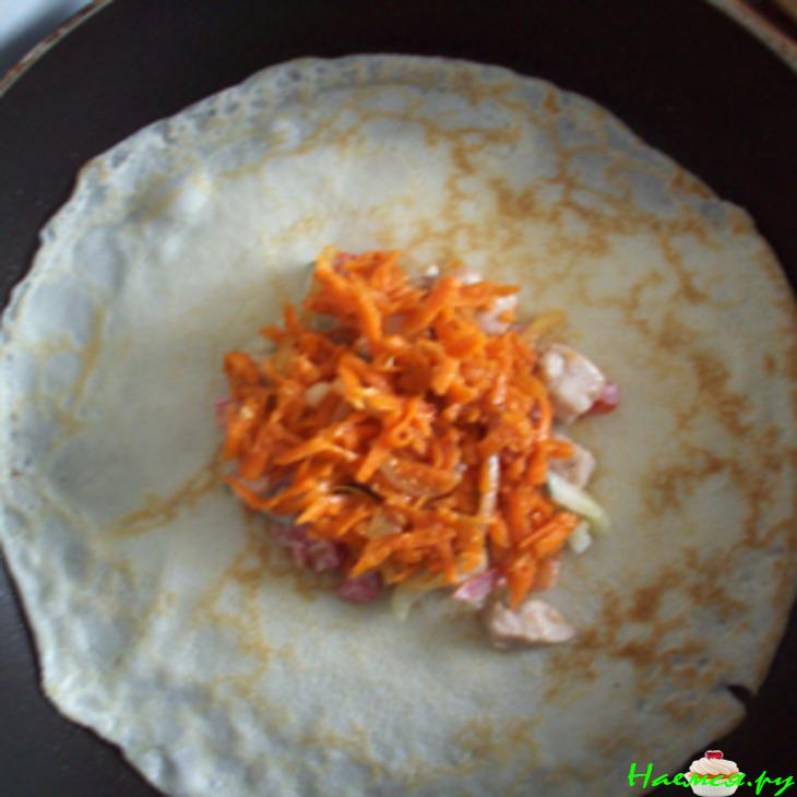 Блинчики с курицей и овощами Блинчики с курицей и овощами