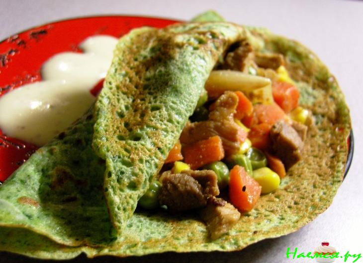 Шпинатные блинчики с начинкой