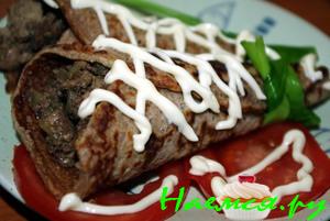 Гречневые блинчики с куриной печенью Гречневые блинчики с куриной печенью