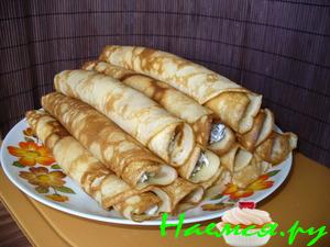 Блинчатые трубочки с вкусной начинкой Блинчатые трубочки с вкусной начинкой