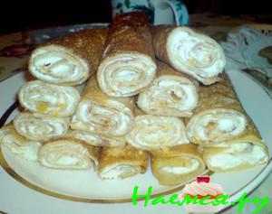 Трубочки из заварных блинов с творожной начинкой Трубочки из заварных блинов с творожной начинкой