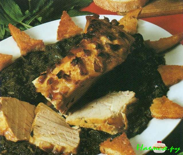 Жареная телятина. Фрикасе со щавелем (6 порций)