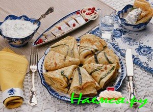 Блины с зелёным луком